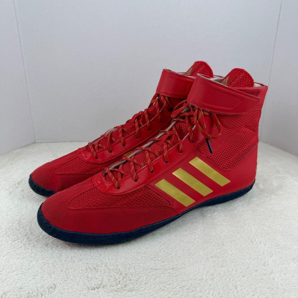 Adidas Combat Speed 5 Wrestling Shoes Mens Size 12 High Top Red/Navy/Gold HW1132